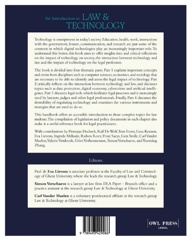 Achterkant van An introduction to Law & Technology
