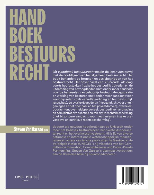 Achterkant van Handboek bestuursrecht