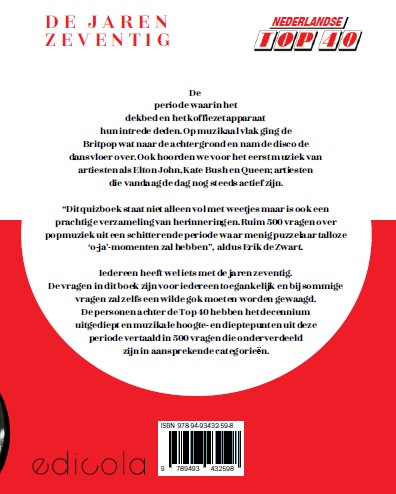 Achterkant van Top 40 Quizboek jaren 70