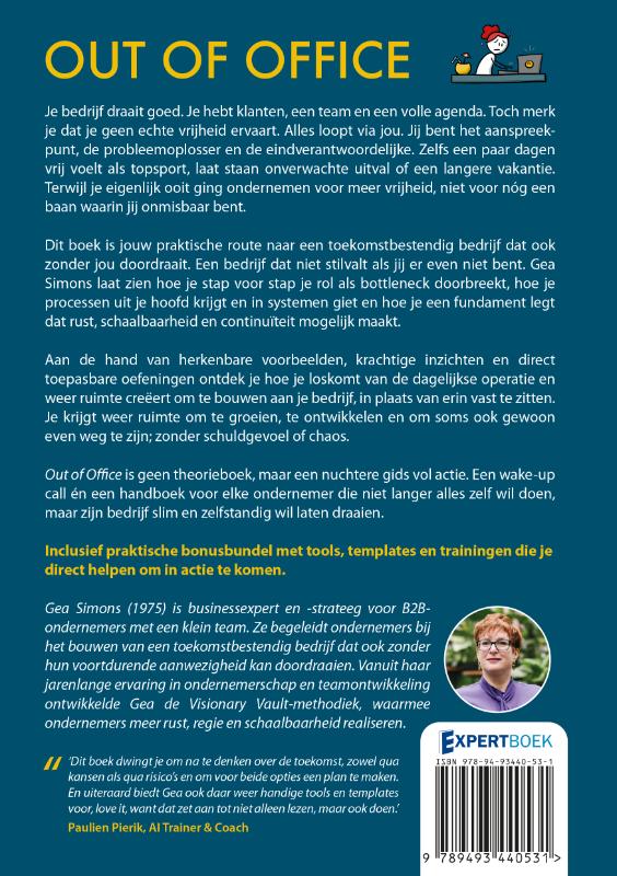 Achterkant van OUT OF OFFICE