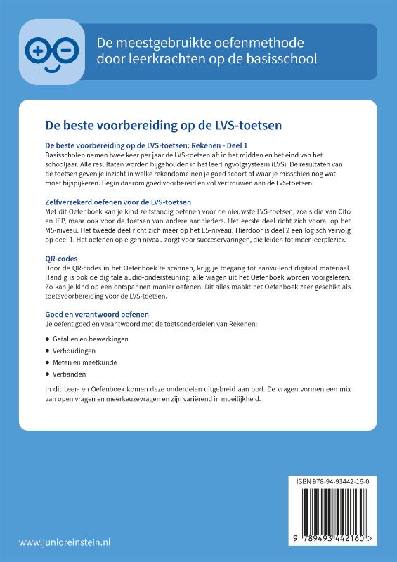 Achterkant van Rekenen voor de LVS-toetsen - Deel 1 - Groep 5 + Online video-uitleg
