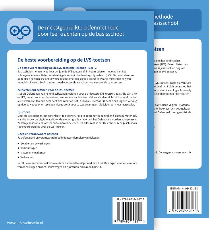 Achterkant van Rekenen voor de LVS-toetsen set - Deel 1 en 2 - Groep 5 + Online video-uitleg