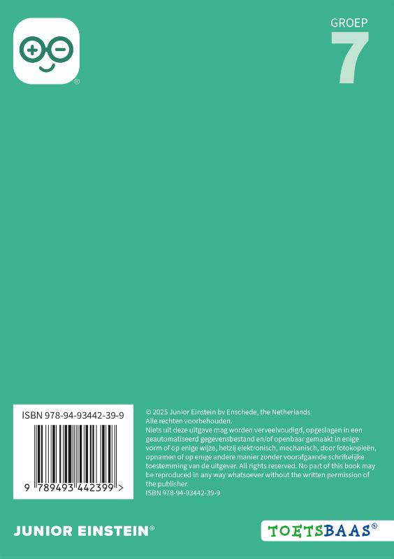 Achterkant van Rekenen voor de LVS-toetsen - Groep 7 - Antwoordenboek 1
