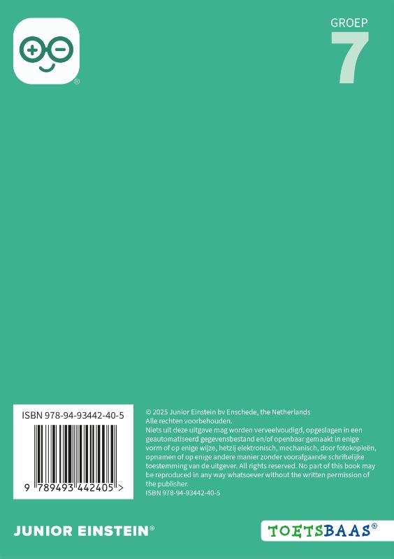 Achterkant van Rekenen voor de LVS-toetsen - Groep 7 - Antwoordenboek 2