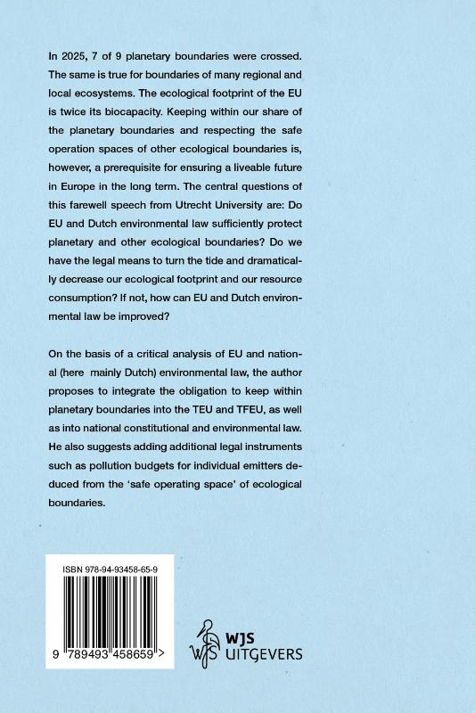 Achterkant van Environmental Law Protecting Planetary and Ecological Boundaries