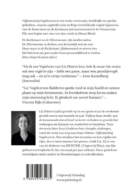 Achterkant van Vijfentwintig Vogelverzen