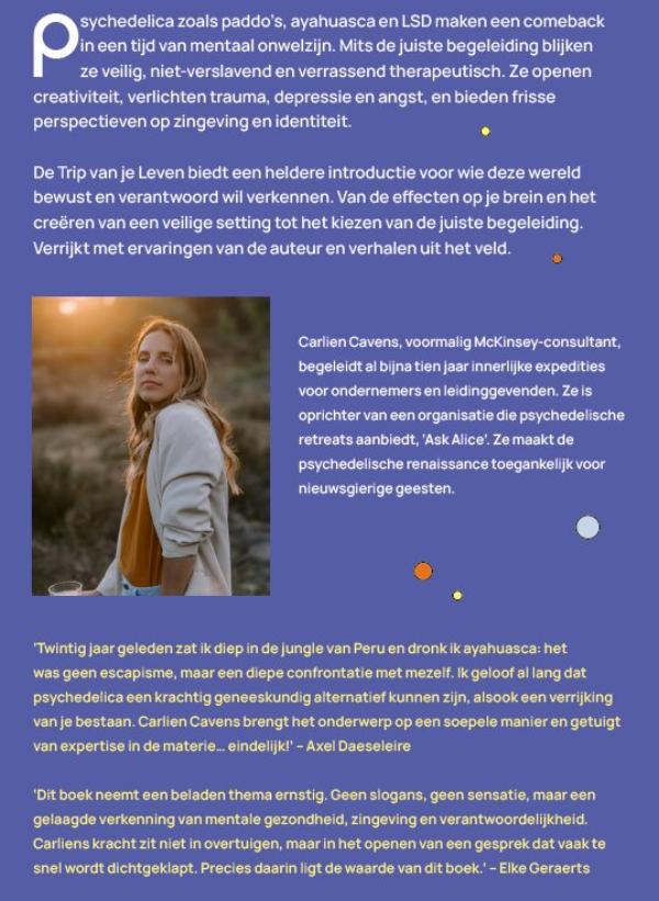 Achterkant van De trip van je leven
