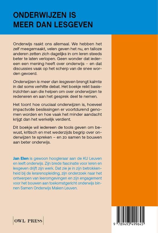 Achterkant van Onderwijzen is meer dan lesgeven