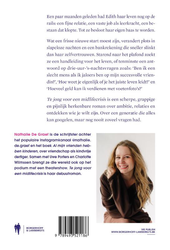 Achterkant van Te jong voor een midlifecrisis