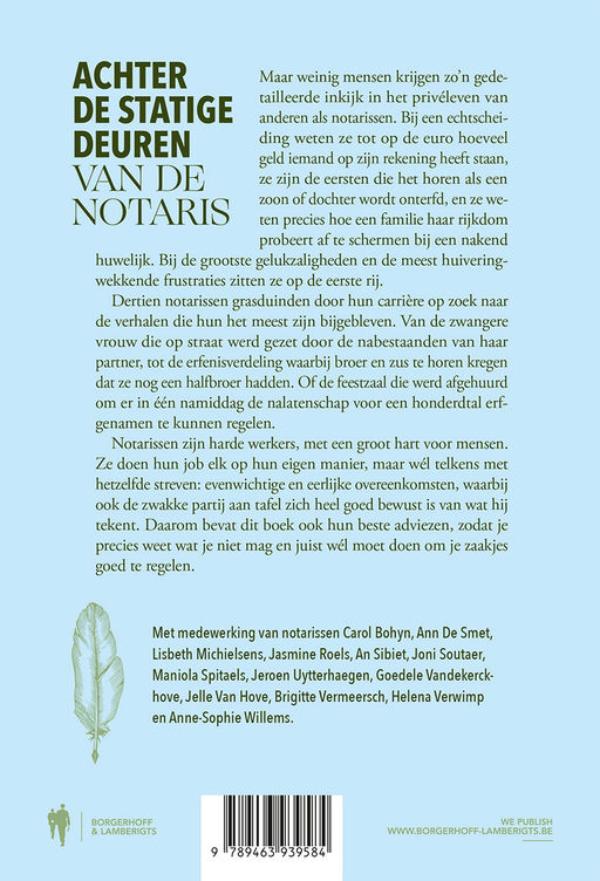 Achterkant van Achter de statige deuren van de notaris