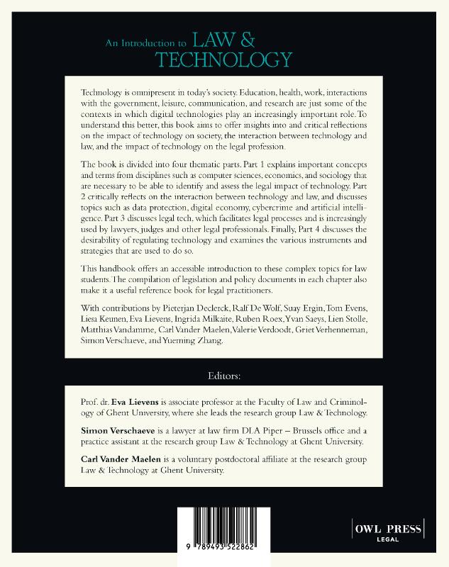 Achterkant van An introduction to Law & Technology