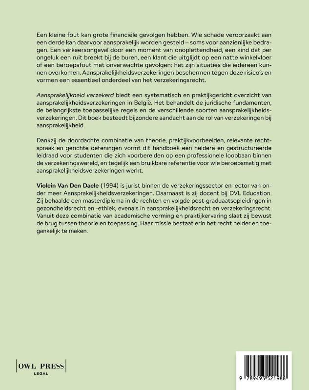 Achterkant van Aansprakelijkheid verzekerd