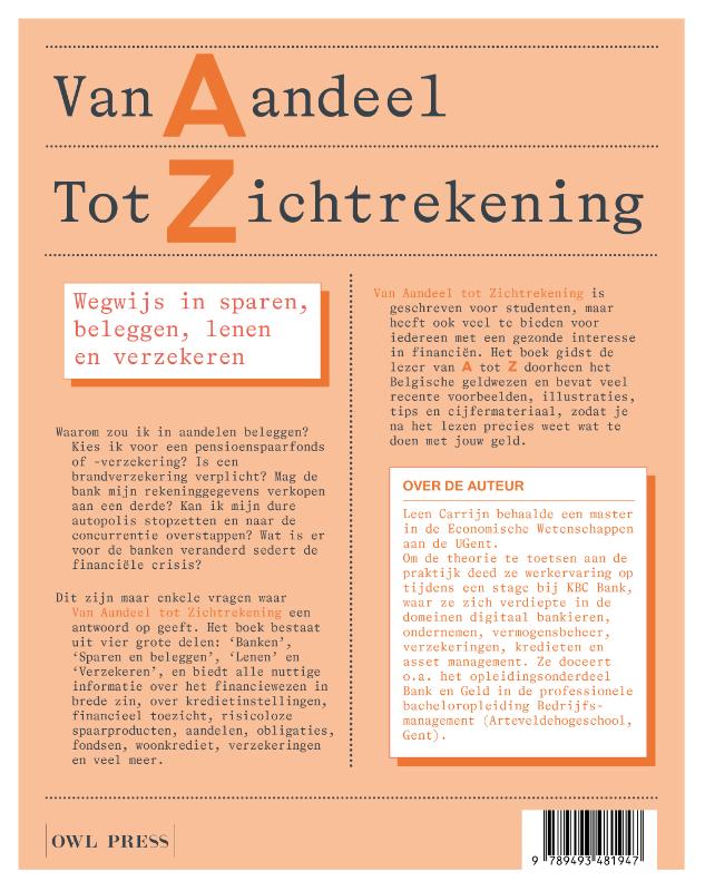 Achterkant van Van Aandeel tot Zichtrekening