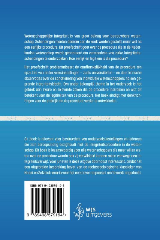 Achterkant van De integriteitsprocedure in de wetenschap