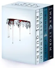 Omslag van Red Queen 4-Book Paperback Box Set Red Queen, Glass Sword, King's Cage, War Strom