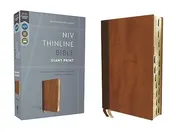 Omslag van NIV, Thinline Bible, Giant Print, Leathersoft, Brown, Red Letter, Thumb Indexed, Comfort Print