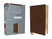Omslag van NIV, Thinline Bible, Large Print, Leathersoft, Brown, Red Letter, Comfort Print