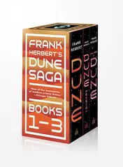 Omslag van Frank Herbert's Dune Saga 3-Book Boxed Set Dune, Dune Messiah, and Children of Dune