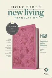 Omslag van NLT Large Print Premium Value Thinline Bible, Filament Enabled (LeatherLike, Garden Pink)