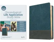 Omslag van KJV Chronological Life Application Study Bible, Second Edition (LeatherLike, Palm Forest Blue)