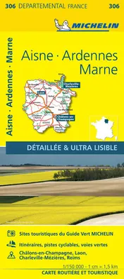 Omslag van Carte Départemental Michelin Aisne, Ardennes, Marne (French Edition)