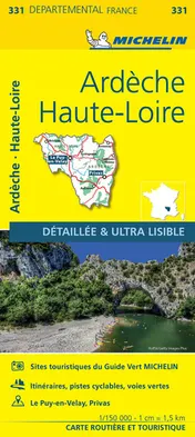Omslag van Carte Départemental Michelin Ardèche, Haute-Loire (French Edition)