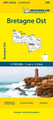 Omslag van Michelin Bretagne Ost: Straßen- und Tourismuskarte 1:150.000; Auflage 2023 (MICHELIN Localkarten)