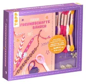 Omslag van Kreativ-Set Zuckersüße Freundschaftsbänder. Mit Anleitungsbuch und Material Anleitungsbuch, Knüpfgarn in 5 Farben (100% Baumwolle), Bändchenhalter, Anhänger in Herzform