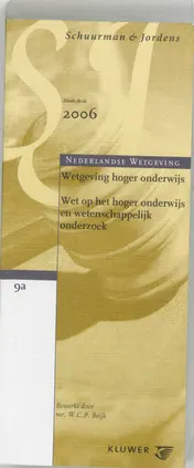 Omslag van S&J 009-A Wetgeving Hoger Onderwijs