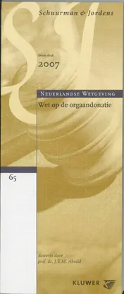 Omslag van Wet op de Orgaandonatie