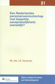Omslag van Een Nederlandse personenvennootschap met beperkte aansprakelijkheid: wenselijk