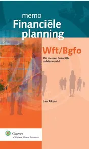 Omslag van Memo financiele planning Wft/bgfo
