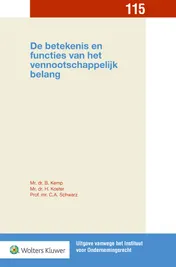 Omslag van De betekenis en functies van het vennootschappelijk belang