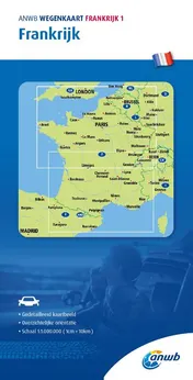 Omslag van ANWB Wegenkaart Frankrijk 1. Frankrijk