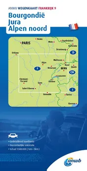 Omslag van ANWB Wegenkaart Frankrijk 9. Bourgondie/Jura/Alpen-Noord