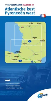 Omslag van ANWB Wegenkaart Frankrijk 10. Atlantische kust/ Pyreneeen-West