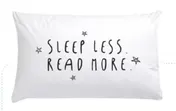 Omslag van Kussensloop sleep less, read more per 10 stuks