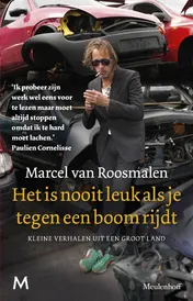 Omslag van het is nooit leuk als je tegen een boom rijdt