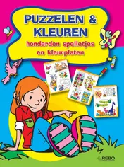 Omslag van Puzzelen en kleuren - honderden spelletjes en kleurplaten
