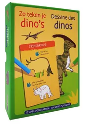Omslag van Zo teken je dino's - 12 sjabloonkaarten / Dessine des dinos – 12 cartes pochoirs