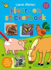 Omslag van Lieve dieren kleur- en stickerboek (3-5 j.)