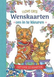 Omslag van Wenskaarten om in te kleuren - I love cats