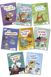 Omslag van Pakket 2 AVI strips groep 3 en 4 (8 titels)