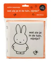 Omslag van stoffen babyboekje, wat zie je in de tuin, nijntje?