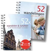 Omslag van 52x wandelen en lunchen in de mooiste dorpen en steden plus gratis 52 wandelingen met schrijvers naar hun jeugd