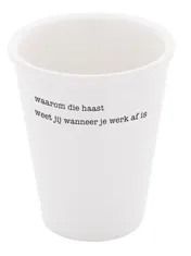 Omslag van Porseleinen beker 'Waarom die haast' set van 2