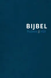 Omslag van Bijbel (HSV) met Psalmen - blauw leer met zilversnee, rits en duimgrepen