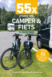 Omslag van 55x eropuit met camper en fiets in Nederland