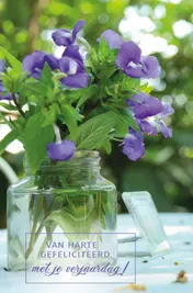 Omslag van Verstuurbaar verjaardagsboekje (vaasje met bloemen)