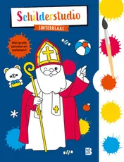 Omslag van Kleurboek met verfpalet en penseel Sinterklaas